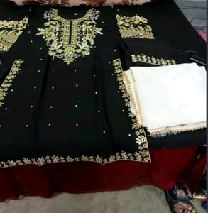 Bridal Heavy Kurta Pant Dupatta Set M Size