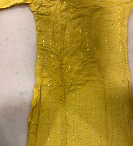 Yellow Embellished Kurti