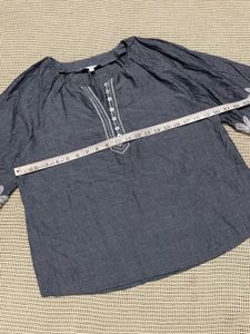 Charcoal Chambray Embroidered TunicTor