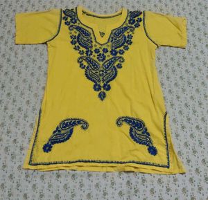 Yellow Embroidered Tunic Top