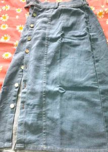 Denim Skirt with Button Detail