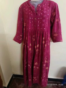 xxl a line mirror work embroidery kurta