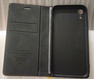 Leather Flip Phone Case on Patterned Background