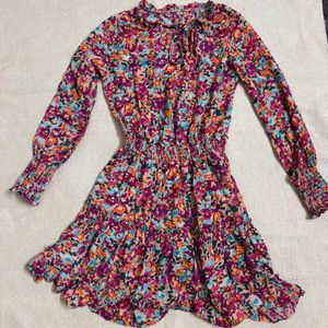 Mini Long Sleeves Floral Dress 🎀🩷