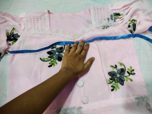Embroidery Work Pink Top New