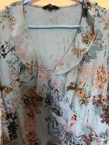 WRAP BLUE PRINTED DRESS
