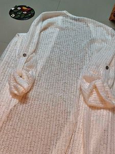 White Button-Sleeve Cardigan