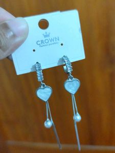 Crown Heart Dangle Earrings