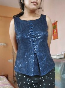 Blue Sequin Top (L)