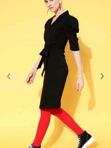 Brand New Formal Black Belted Dress For Office