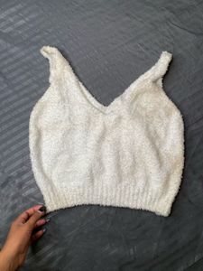 Cozy White Fuzzy Crop Top😍