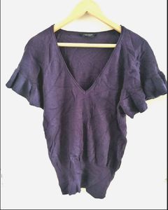 Beautiful Ruffle Sleeve Woolen Imported Top