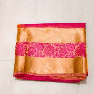Elegant Pink &amp; Yellow Saree