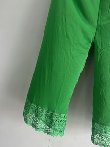 Green Lace Trim Palazzos (Upto xL, Stretchable)