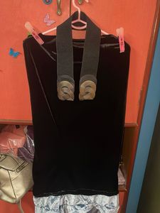 Black Velvet Skirt With Stretchable Belt