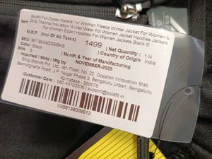 Boldfit Black Zip-Up Hoodie, S Size