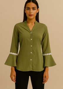 Olive Green Lace Cuff Top