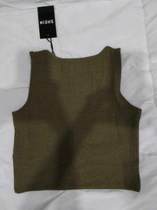Khakhi ribbed knit Tank Top🤎