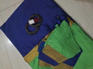 Elegant Blue &amp; Green Saree