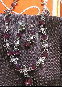 Amethyst Floral Necklace &amp; Earring Set