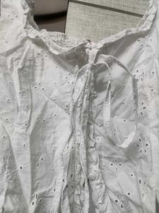 White Eyelet Tie Top