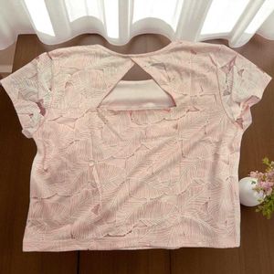Chic Pink Lace Feather Design Top
