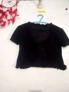 Black Knit Cropped Cardigan