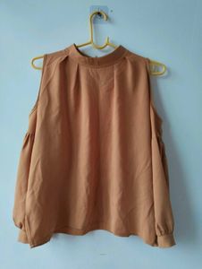 Cold Shoulder Mock Neck Top
