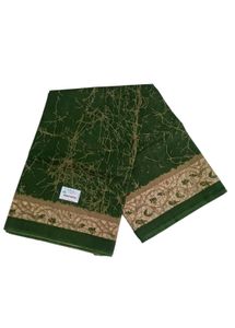 Green saree with leaf desig WithBlouse