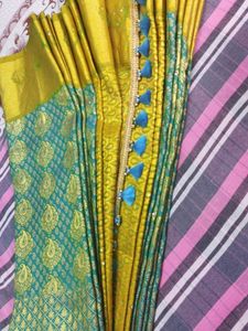 Green Colour Fancy Pattu Saree With Mild Green Colur Border