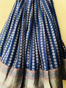 Blue Silk Lehenga Skirt