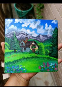 Mini Aesthetic Landscape Painting With Stand
