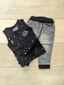 Sleeveless T-Shirt & Jeans Set