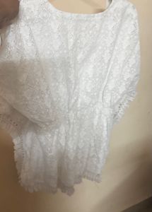 White Lace Fringe Top
