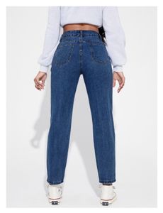 Dark Blue High Waist Mom Fit Denim