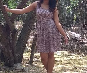 Pink Floral Print Frock.
