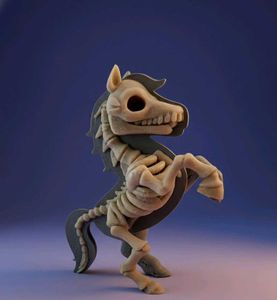 Skeleton Horse Figure 3D Printed Half Bone