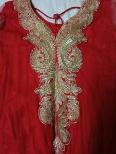 Red Anarkali Set With Dupatta