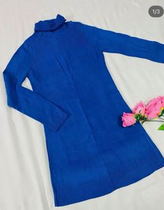 Blue Turtleneck Sweater Dress