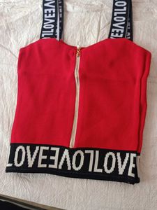Red &#39;LOVE&#39; Crop Top