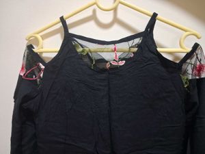 Floral Embroidered Cold Shoulder Top