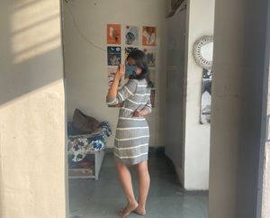 Striped Knit Sweater Dress