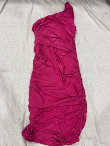Pink One-Shoulder Ruched Dress