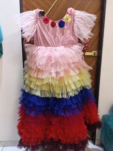 Full flare multi colour princess gown for girls