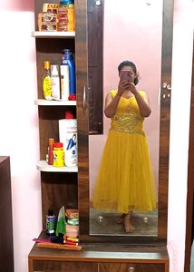 WOMEN'S BEAUTIFUL MAXI DRESH,PARTY,HALDI(MUSTARD)
