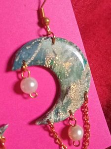 Moon Pearl Drop Earrings