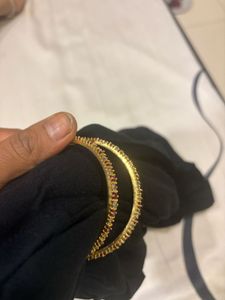 Elegant Gold-Plated Bangles with Gemstones