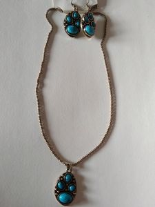 Long Chain With Locket , And Earrings
