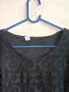 Trendy Women's Lace Top Layered Blouson Black 🖤