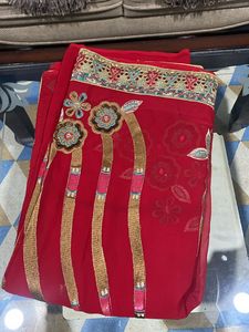 Heavy Red Sari With Blouse
